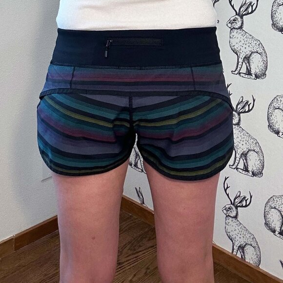 Lululemon Run Speed Short Multicolored Black Stripe Sz6 - Picture 3 of 11